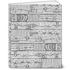 Black And White Hand Drawn Doodles Abstract Pattern Bk 8  X 10  Softcover Notebook by dflcprintsclothing