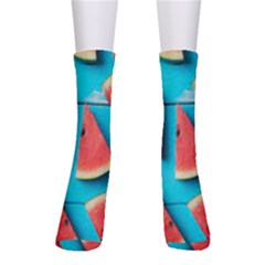 Watermelon Blue Background Crew Socks