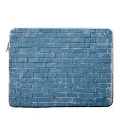 White And Blue Brick Wall 15  Vertical Laptop Sleeve Case With Pocket by Azkajaya