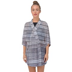 Wood Wooden Wall Wooden Boards Wall Boards Wall Half Sleeve Chiffon Kimono by Azkajaya