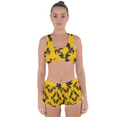 Yellow Regal Filagree Pattern Racerback Boyleg Bikini Set by Azkajaya