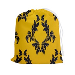 Yellow Regal Filagree Pattern Drawstring Pouch (2xl) by Azkajaya