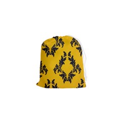 Yellow Regal Filagree Pattern Drawstring Pouch (xs) by Azkajaya