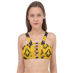 Yellow Regal Filagree Pattern Cage Up Bikini Top