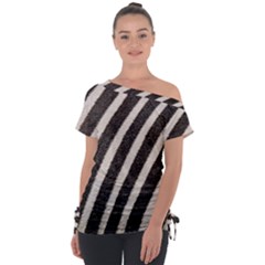 Zebra Zebra Pattern Zebra Fur Zebra Print Strip Off Shoulder Tie-up T-shirt