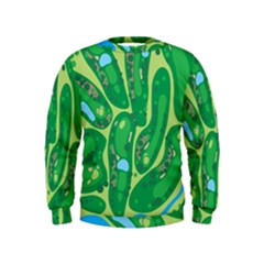 Golf Course Par Green Kids  Sweatshirt by Loisa77