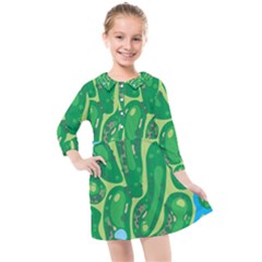 Golf Course Par Green Kids  Quarter Sleeve Shirt Dress