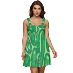 Golf Course Par Green Ruffle Strap Babydoll Chiffon Dress by Loisa77