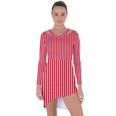 Strip Red White Pattern Asymmetric Cut-out Shift Dress by Loisa77