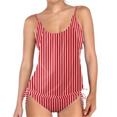 Strip Red White Pattern Tankini Set by Loisa77