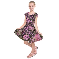 Pink Browning Deer Glitter Camo Camouflage Kids  Short Sleeve Dress by Loisa77