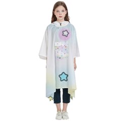 Stars Cute Pastel Pattern Rainbow Kids  Hooded Rain Ponchos by Loisa77