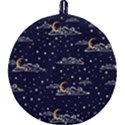 Hand Drawn Scratch Style Night-sky-with-moon-cloud Space Among-stars-seamless Pattern Vector Design Round Trivet View1