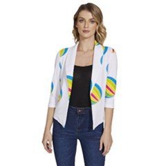 Balloon Ball District Colorful Women s Draped Front 3/4 Sleeve Shawl Collar Jacket by Ket1n9