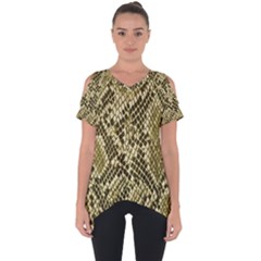 Yellow Snake Skin Pattern Cut Out Side Drop T-shirt