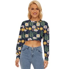 Flower Grey Pattern Floral Lightweight Long Sleeve Sweatshirt