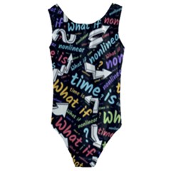 Time Nonlinear Curved Linear Kids  Cut-out Back One Piece Swimsuit