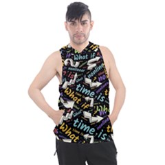 Time Nonlinear Curved Linear Men s Sleeveless Hoodie by Paksenen