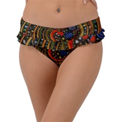 Swirl Vortex Emoji Cyclone Motion Art Frill Bikini Bottoms by Paksenen