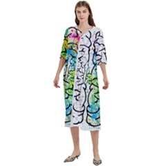 Brain Mind Psychology Idea Drawing Women s Cotton 3/4 Sleeve Nightgown