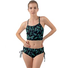 Leaves Pattern Abstract Blade Mini Tank Bikini Set