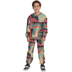 Backgrounds Multi Colored Abstract Kids  Sweatshirt Set by Loisa77