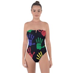 Handprints Hand Print Colourful Tie Back One Piece Swimsuit