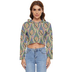 Tribal Background Boho Batik Women s Lightweight Cropped Hoodie by anzea