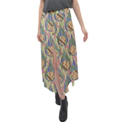 Tribal Background Boho Batik Velour Split Maxi Skirt by anzea