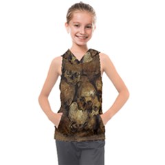 Skull Texture Vintage Kids  Sleeveless Hoodie