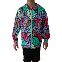 Pattern Leaves Background Nature Kids  Hooded Windbreaker