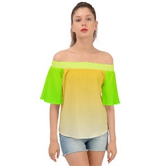 Gradient  Green, Yellow Off Shoulder Short Sleeve Top by 2607694c