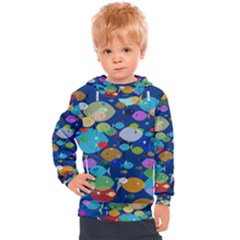 Illustrations Sea Fish Swimming Colors Kids  Hooded Pullover by anzea