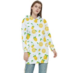 Illustrations Lemon Citrus Fruit Yellow Women s Long Oversized Pullover Hoodie by anzea