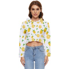 Illustrations Lemon Citrus Fruit Yellow Women s Lightweight Cropped Hoodie by anzea