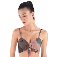 Illustrations Of Love And Kissing Women Woven Tie Front Bralet by anzea