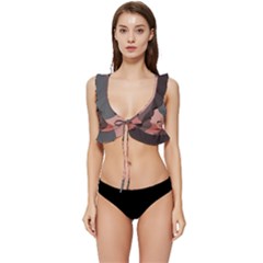 Illustrations Of Love And Kissing Women Low Cut Ruffle Edge Bikini Top by anzea