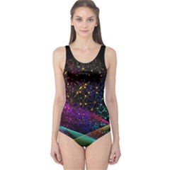 Particles Waves Line Multicoloured One Piece Swimsuit by Proyonanggan