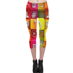 Colorful 3d Social Media Capri Leggings 