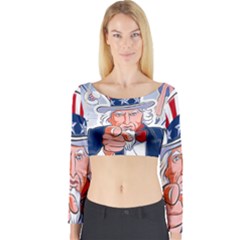 Independence Day United States Of America Long Sleeve Crop Top by Ket1n9