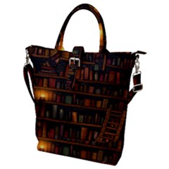 Books Library Buckle Top Tote Bag by Ket1n9