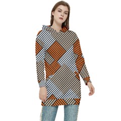 Abstract Pattern Line Art Design Decoration Women s Long Oversized Pullover Hoodie by Ravend