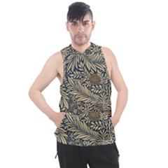 Brown Vintage Background Vintage Floral Pattern Men s Sleeveless Hoodie by Ndabl3x