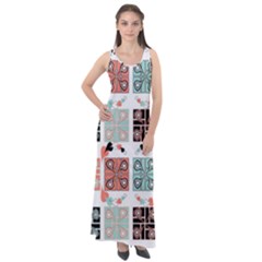 Mint Black Coral Heart Paisley Sleeveless Velour Maxi Dress