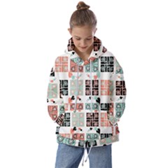 Mint Black Coral Heart Paisley Kids  Oversized Hoodie