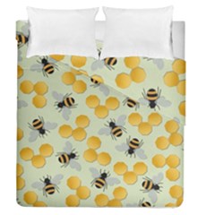 Bees Pattern Honey Bee Bug Honeycomb Honey Beehive Duvet Cover Double Side (queen Size)