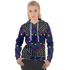 Line Square Pattern Violet Blue Yellow Design Women s Overhead Hoodie by Ravend