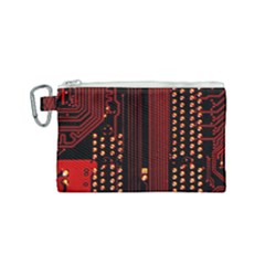 Red Circuit Board Texture Red Circuit Digital Texture Circuit Board Red Technology Canvas Cosmetic Bag (small)