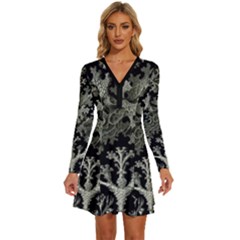 Weave Haeckel Lichenes Photobionten Long Sleeve Deep V Mini Dress 