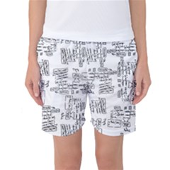 Blackboard Algorithms Black And White Pattern Women s Basketball Shorts by dflcprintsclothing